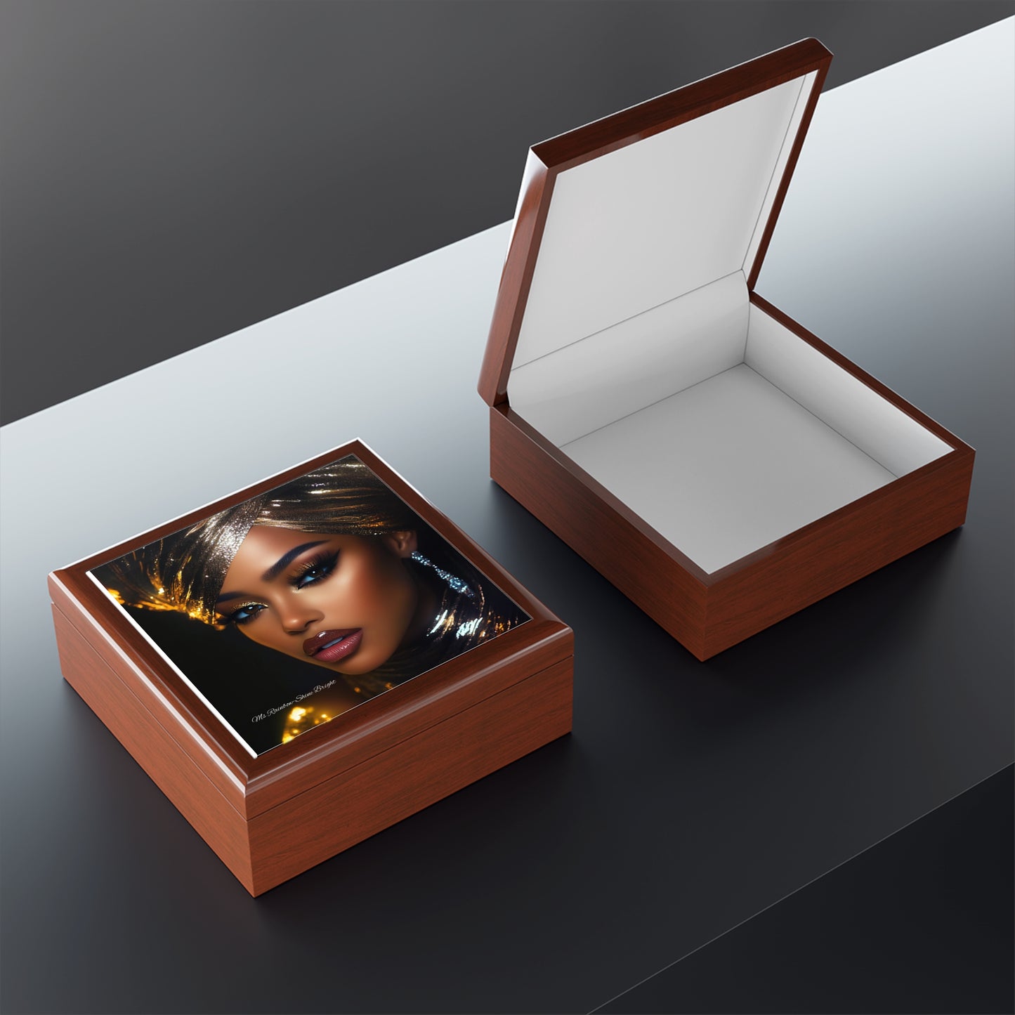 Ms Rainbow-Shine Bright-Elegant Jewelry Box with Glamorous Portrait Design - Perfect for Gifts and Home Decor