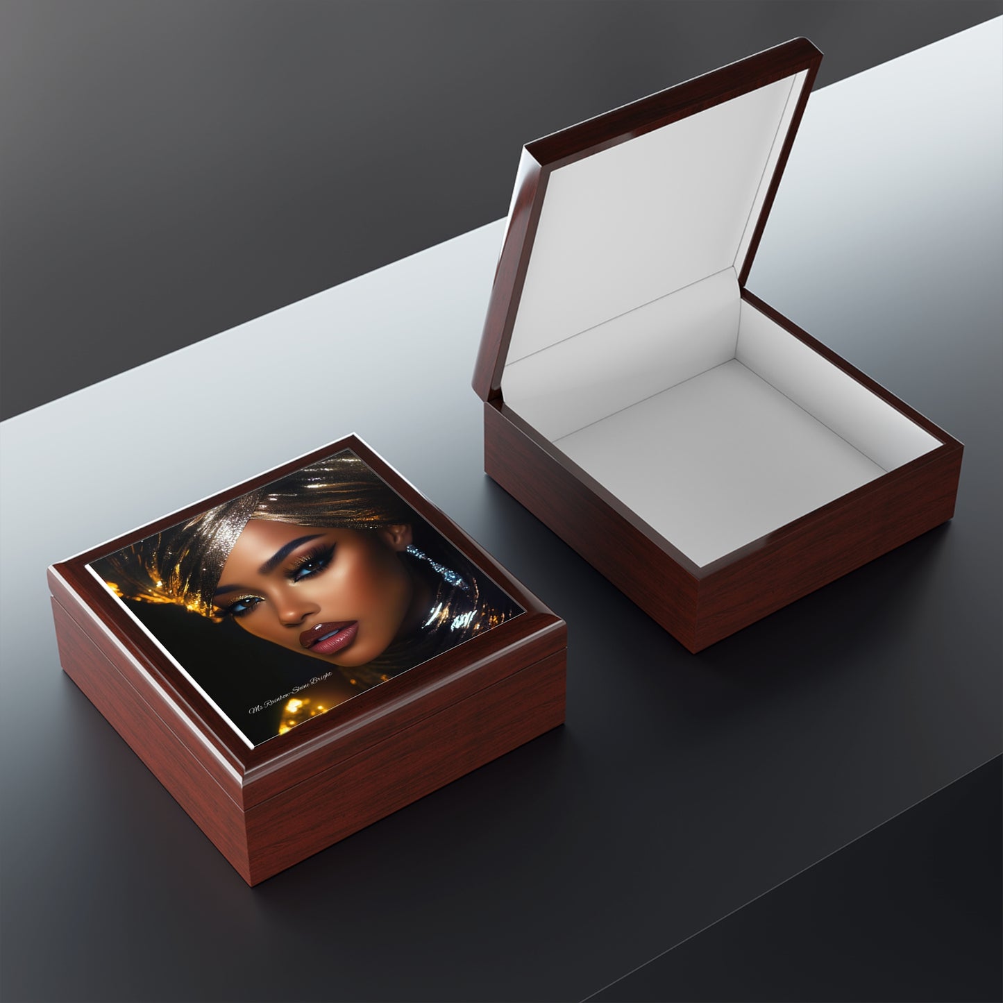 Ms Rainbow-Shine Bright-Elegant Jewelry Box with Glamorous Portrait Design - Perfect for Gifts and Home Decor