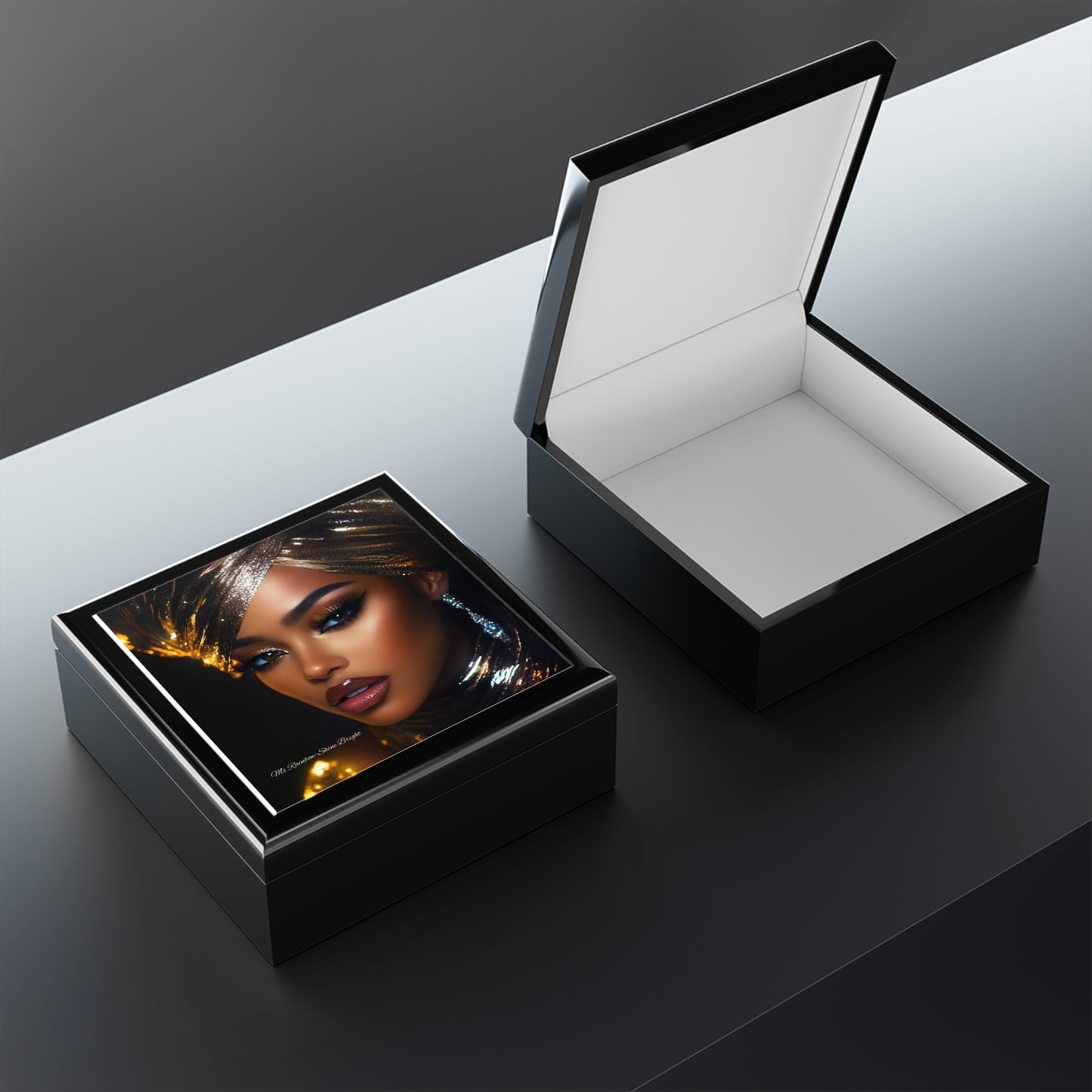 Ms Rainbow-Shine Bright-Elegant Jewelry Box with Glamorous Portrait Design - Perfect for Gifts and Home Decor